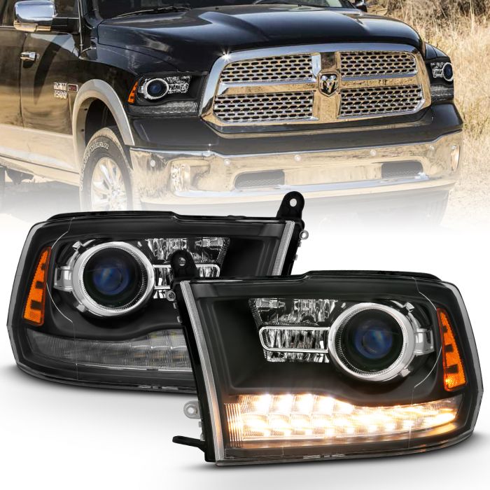 DODGE RAM 1500 09-18 /RAM 2500/3500 10-18 PROJECTOR PLANK STYLE SWITCHBACK HEADLIGHTS MATTE BLACK (OE STYLE)(FOR ALL MODELS)